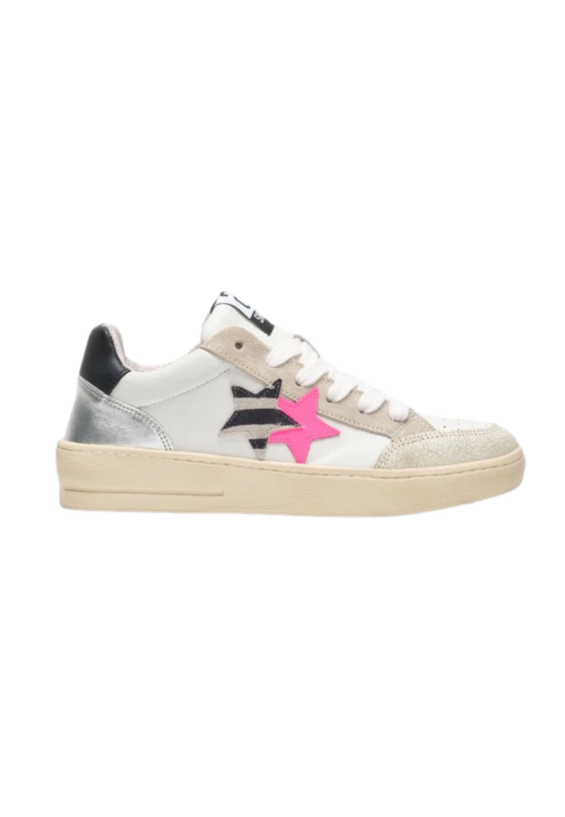 Women's sneakers 2-star New Star Fuchsia and zebra
