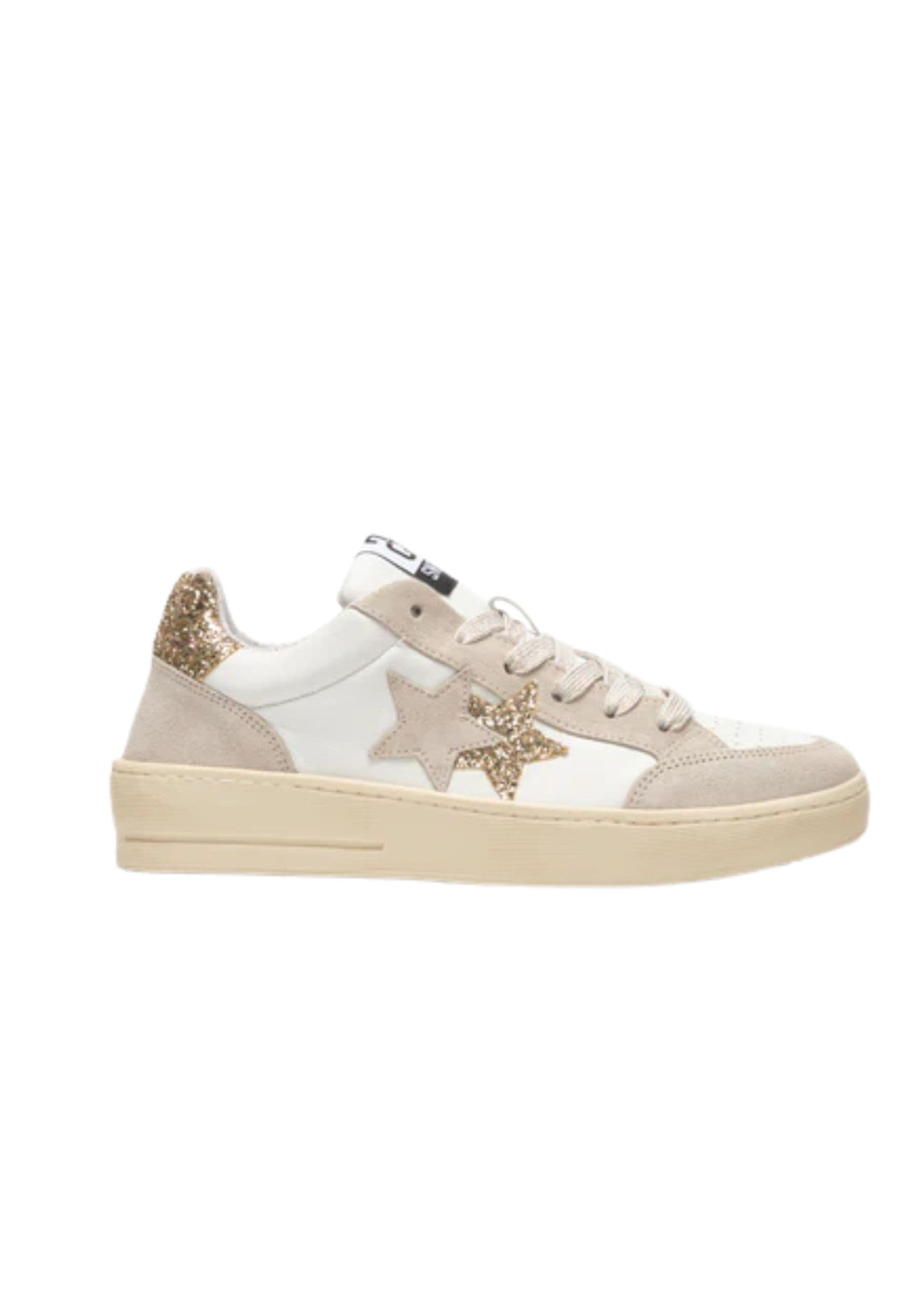 Women's sneakers 2-star New Star Beige and Gold