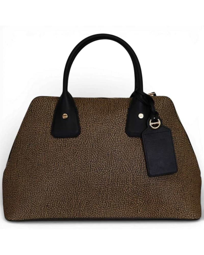 Bag Bauletto M. with shoulder strap Borbonese Op Natural/Nero - 91010252-0193