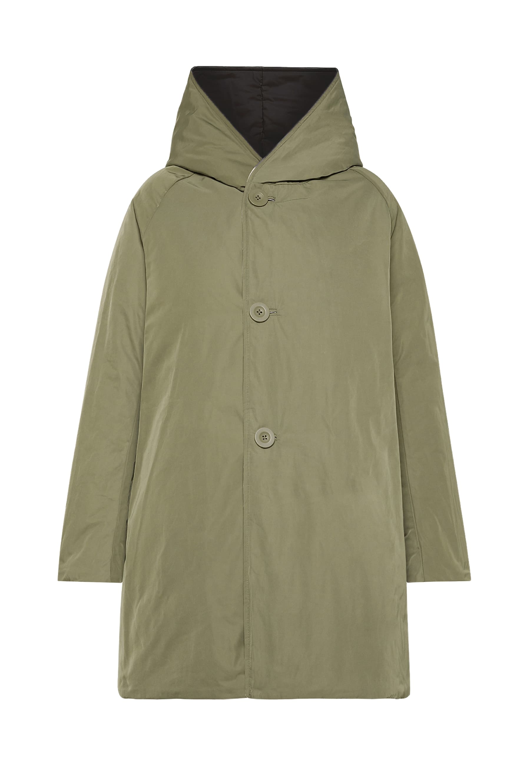 Raincoat Padded Woman Oof Reversible Long black and green