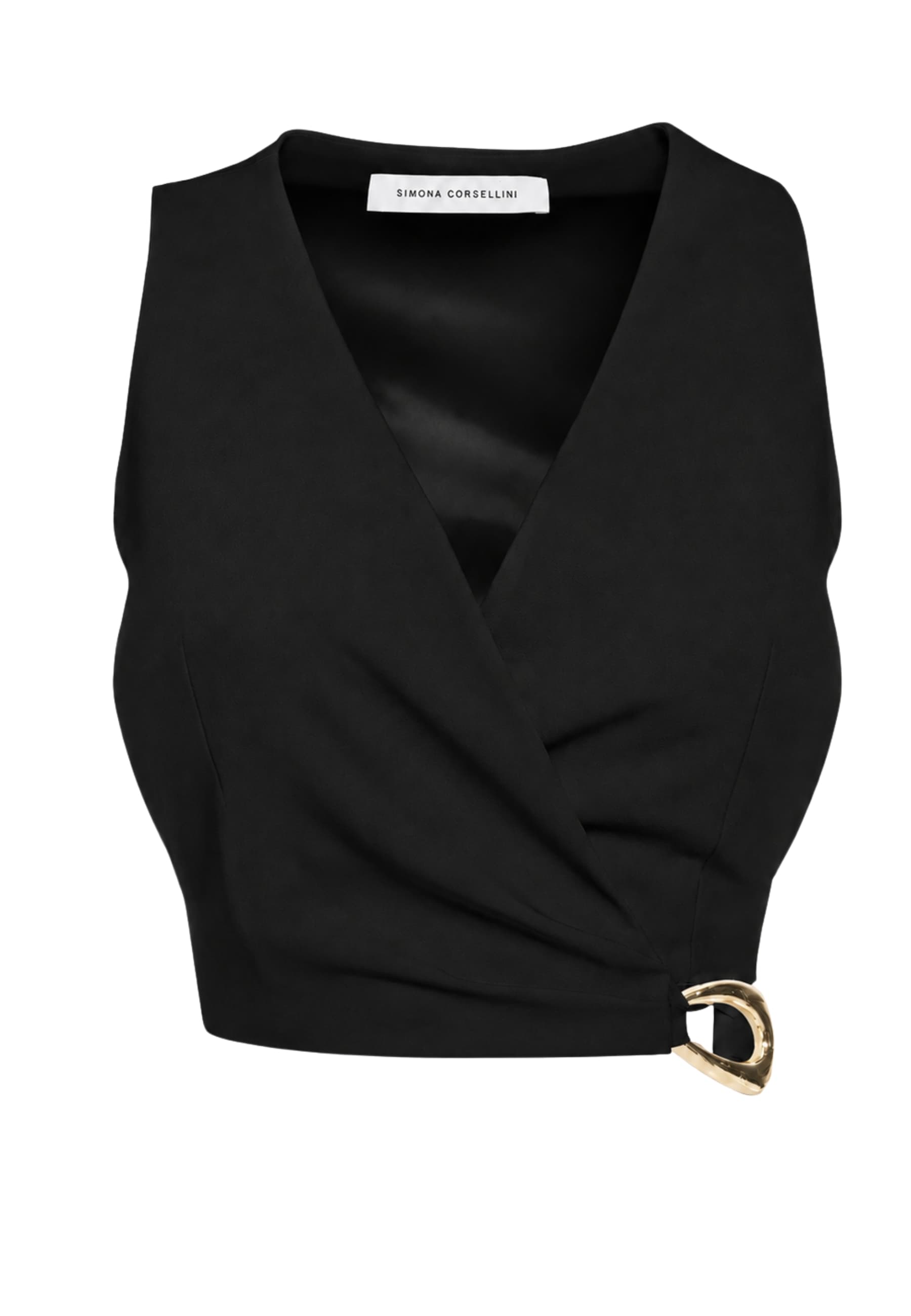 top top Simona Corsellini cropped with gold buckle