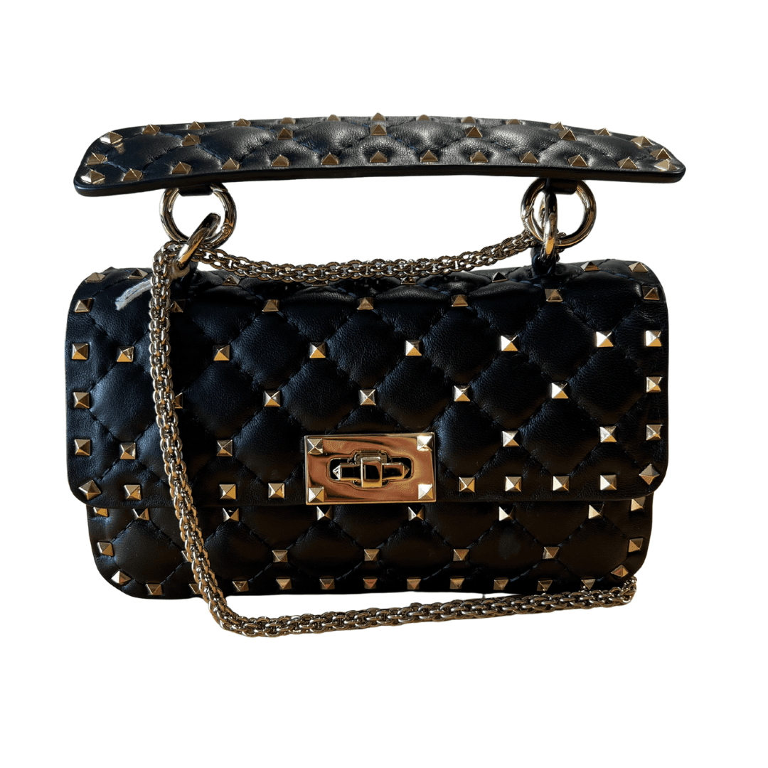 Valentino Garavani Rockstud spike shoulder bag in black leather