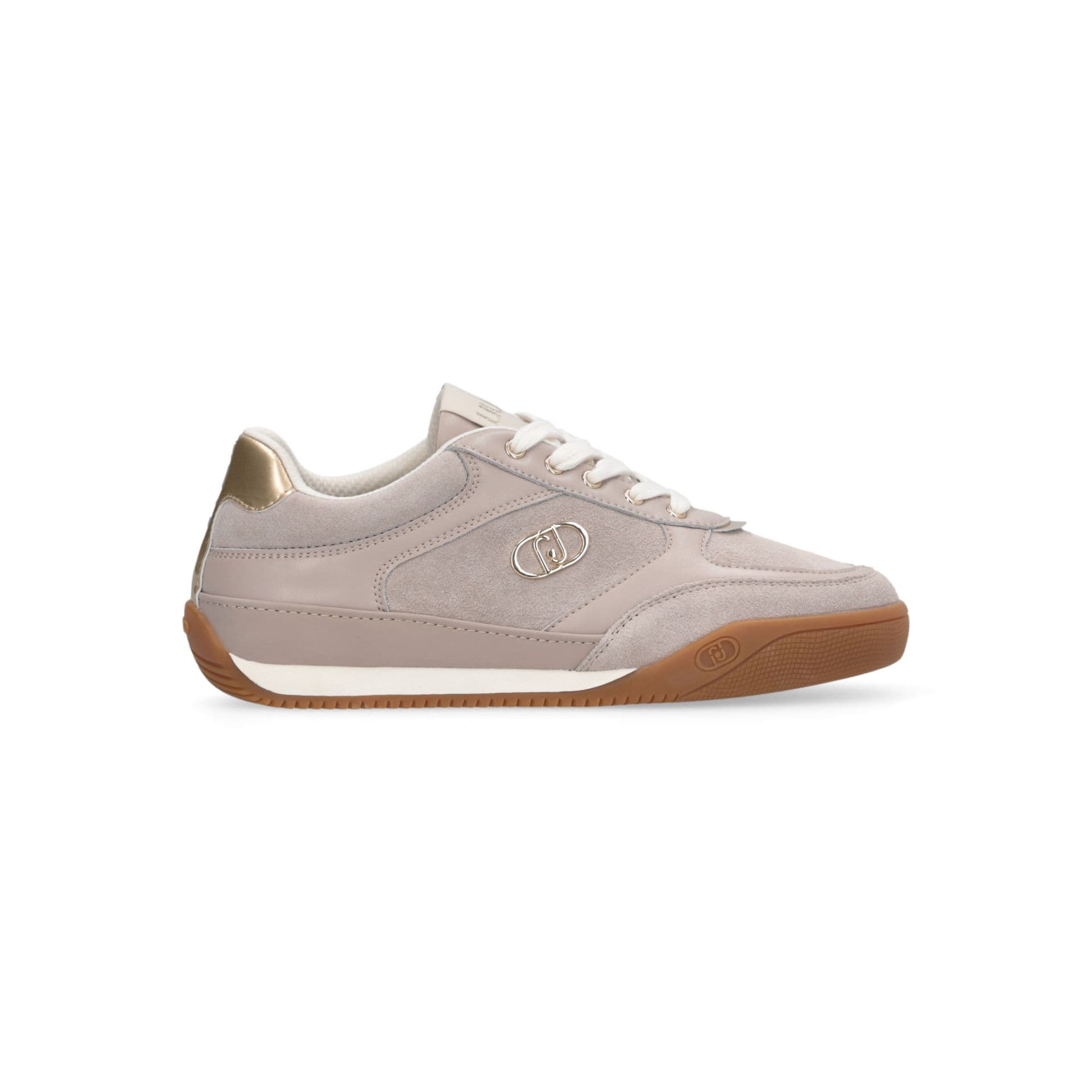 Liu Jo Women's sneakers Lewis 01 in Suede and Leather with Monogram Logo and Tortora Bicolor Sole