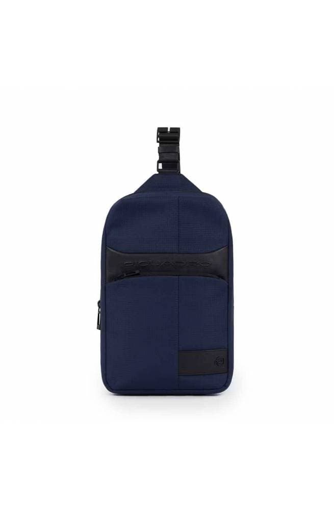 Monospalla Piquadro W129 Blue leather and fabric - CA5751W129-BLU