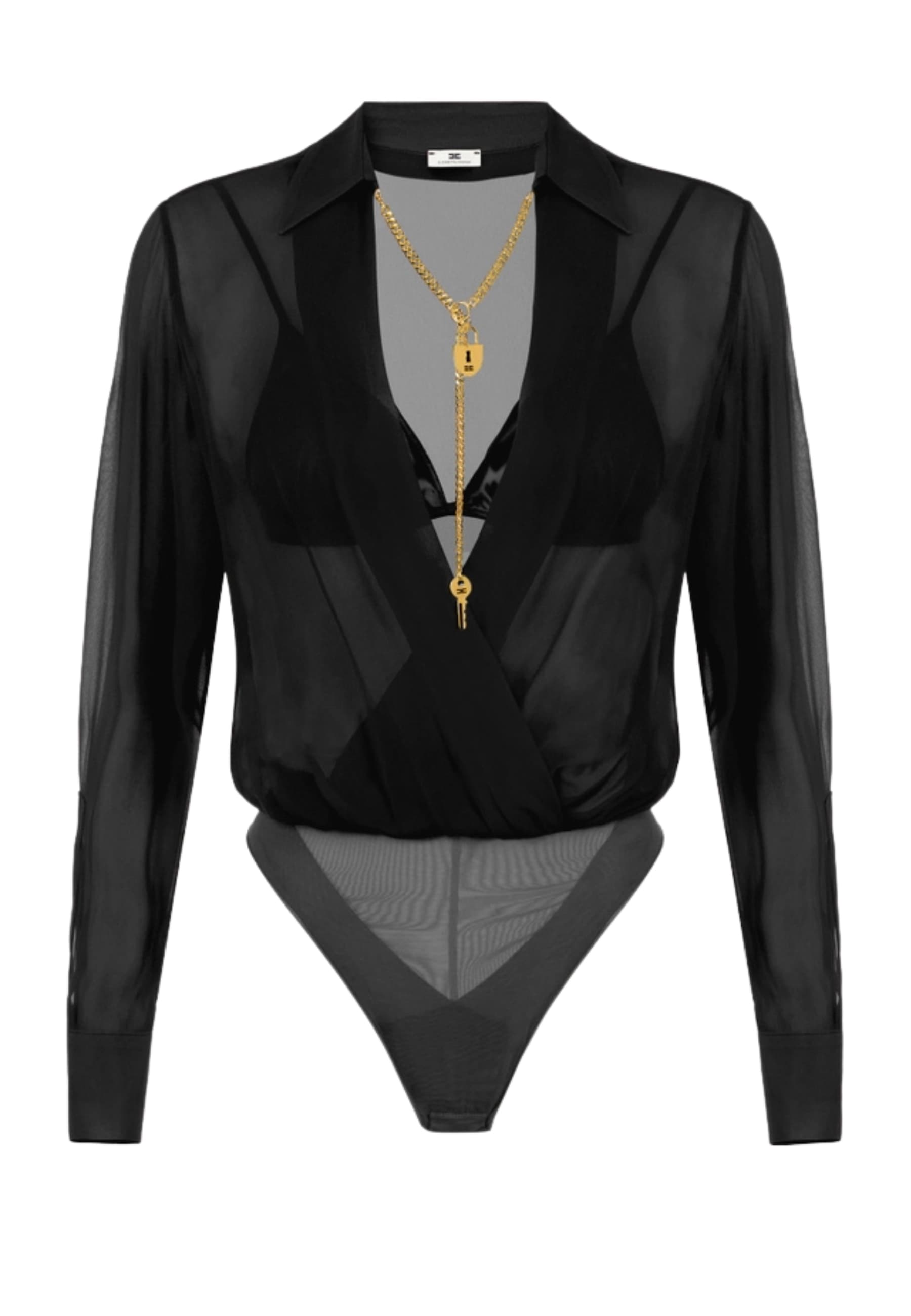 body in georgette Elisabetta Franchi with jewel chain