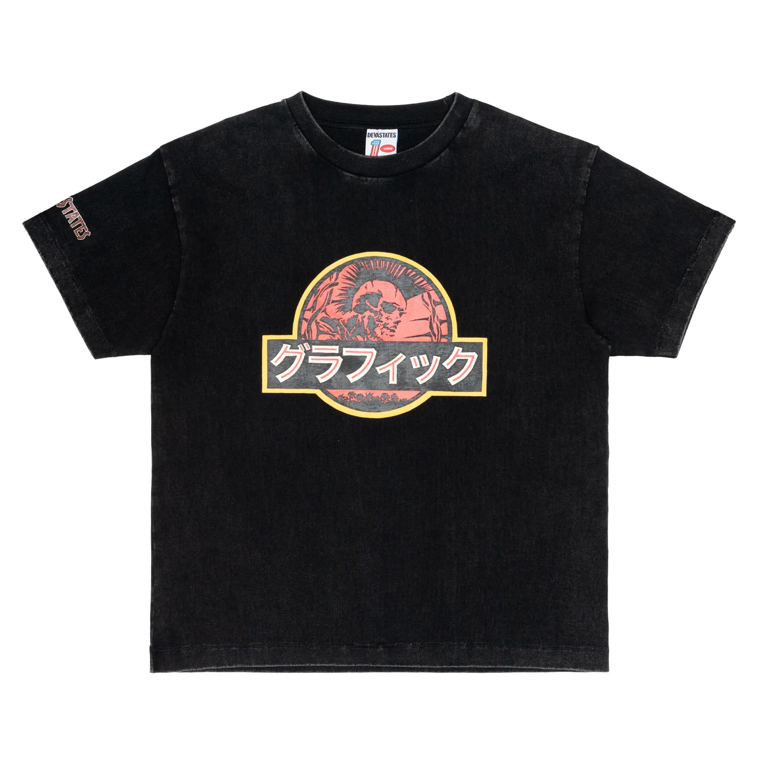 T-shirt Man Devastates fossil gfx Washed Black