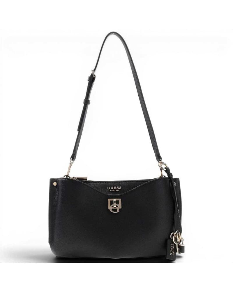 Guess Shoulder Bag White Shoulder Bag Woman Black in Synthetic Material with Triangle Logo