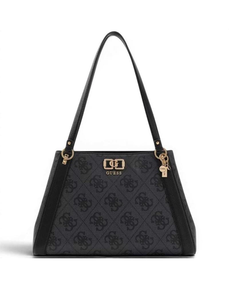 Guess Karnilla Logo Girlfriend Carryall Woman Coal in Synthetic Material with Logo 4G and Charm