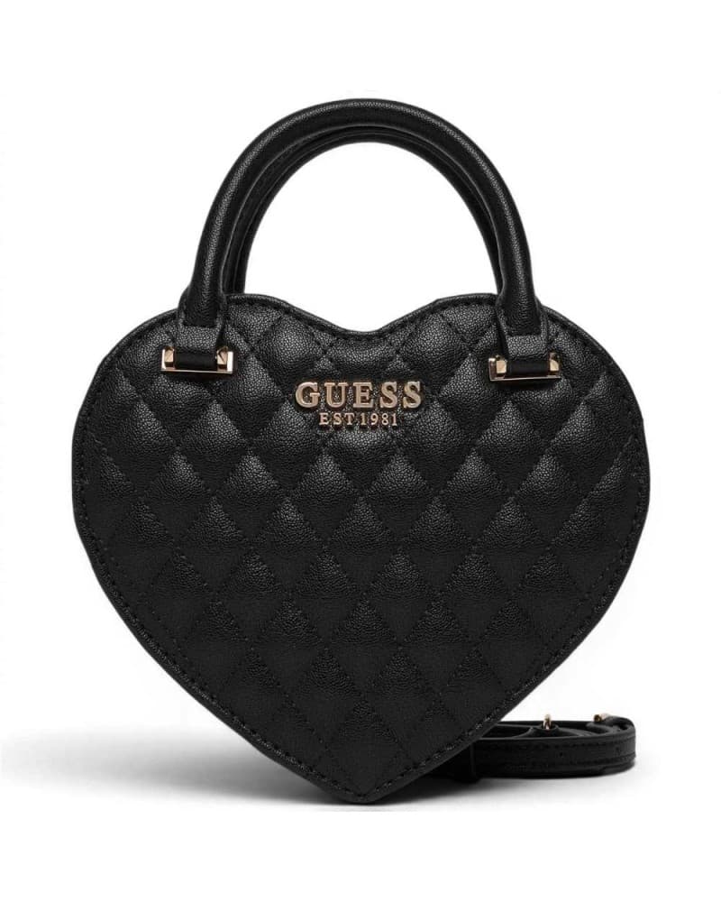 Guess Atabey Heart Bag Women's Black Heart Shape Bag in Synthetic Material with 4G Logo