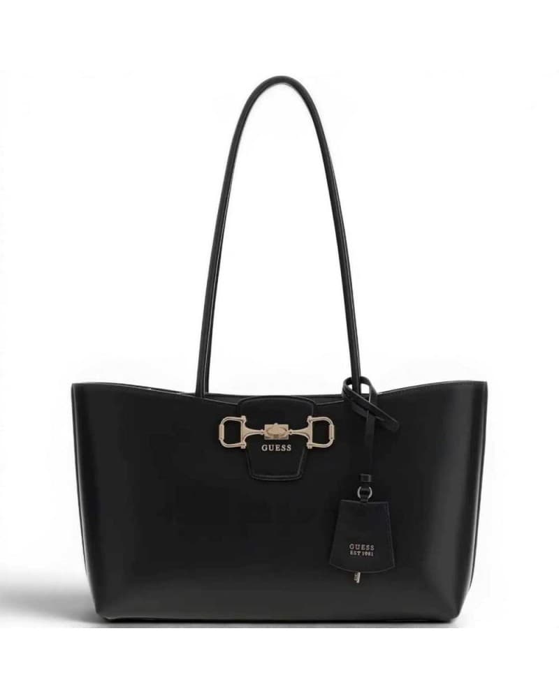 Guess Janie Girlfriend Carryall Woman Black in Synthetic Material with Logo 4G and Charm
