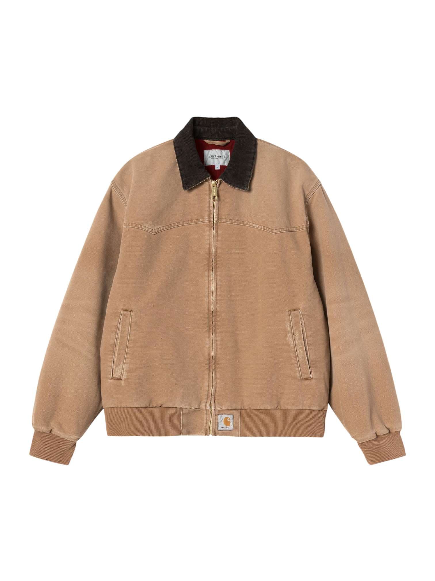 Carhartt Wip og Santa Fe Jacket in canvas with collar - Hamilton Brown / Tobacco grind washed