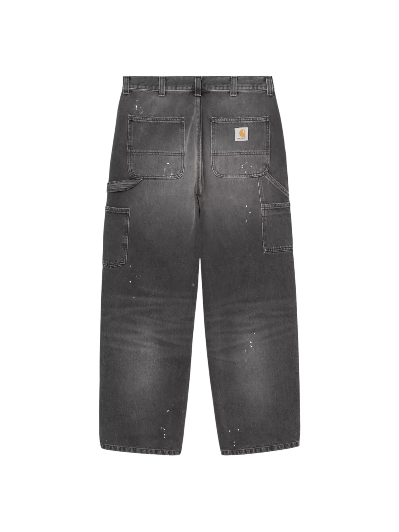 Carhartt Wip og Single Knee Pant jeans wide leg with paint - Black destroy wash splatter