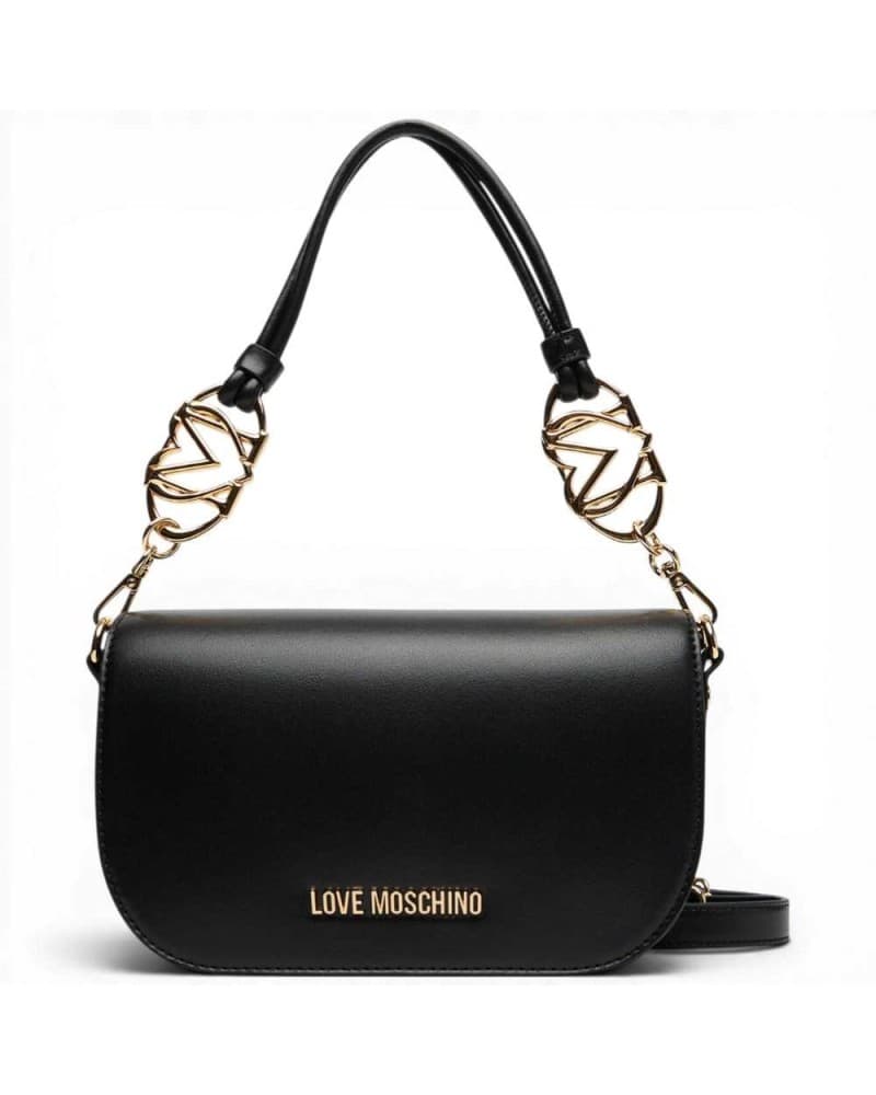Love Moschino Shoulder bag Pearl Woman Black logo in Eco-leather