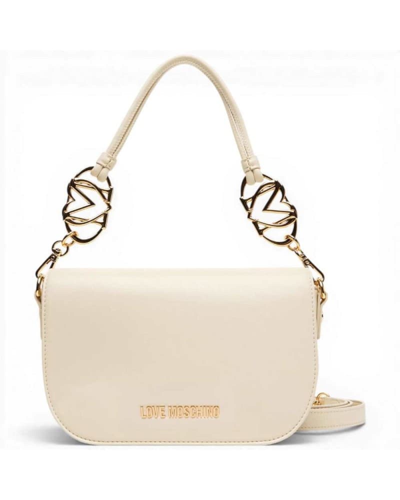Love Moschino Shoulder bag Pearl Woman Ivory logo in Eco-leather