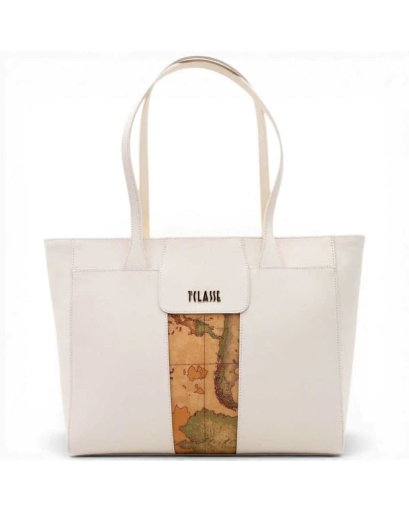 Alviero Martini 1 Classe Bloom City Women's Ivory Leather Shopping Bag
