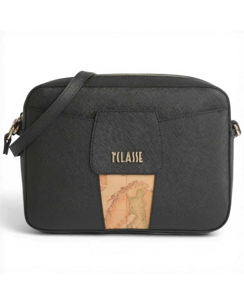 Alviero Martini 1 Classe Bloom City Woman Black Leather Reporter Bag