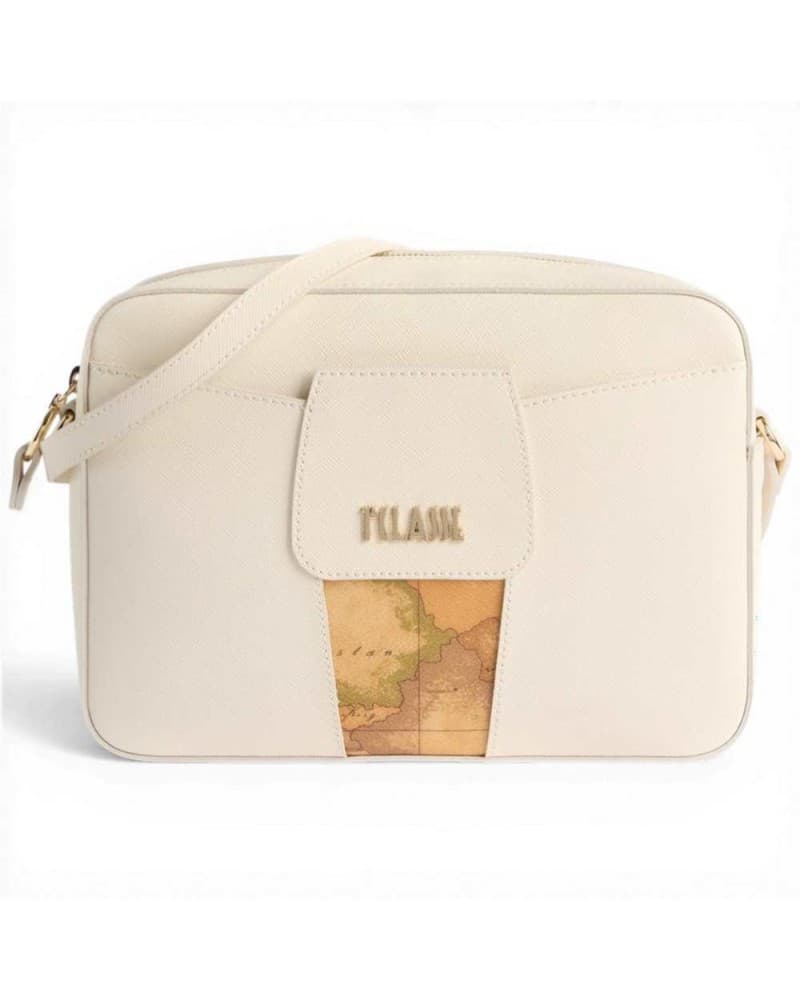 Alviero Martini 1 Classe Bloom City Woman Ivory Leather Reporter Bag