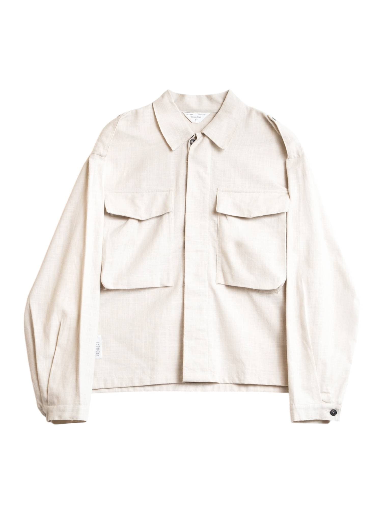Wooden Military overshirt cotton shirt with tasconi - cream