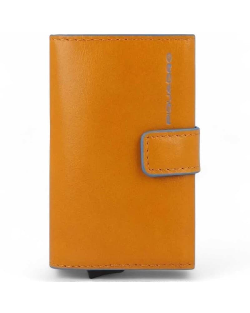 Piquadro Blue Square Unisex Yellow Leather Card Holder - PP5649B2BLR-G