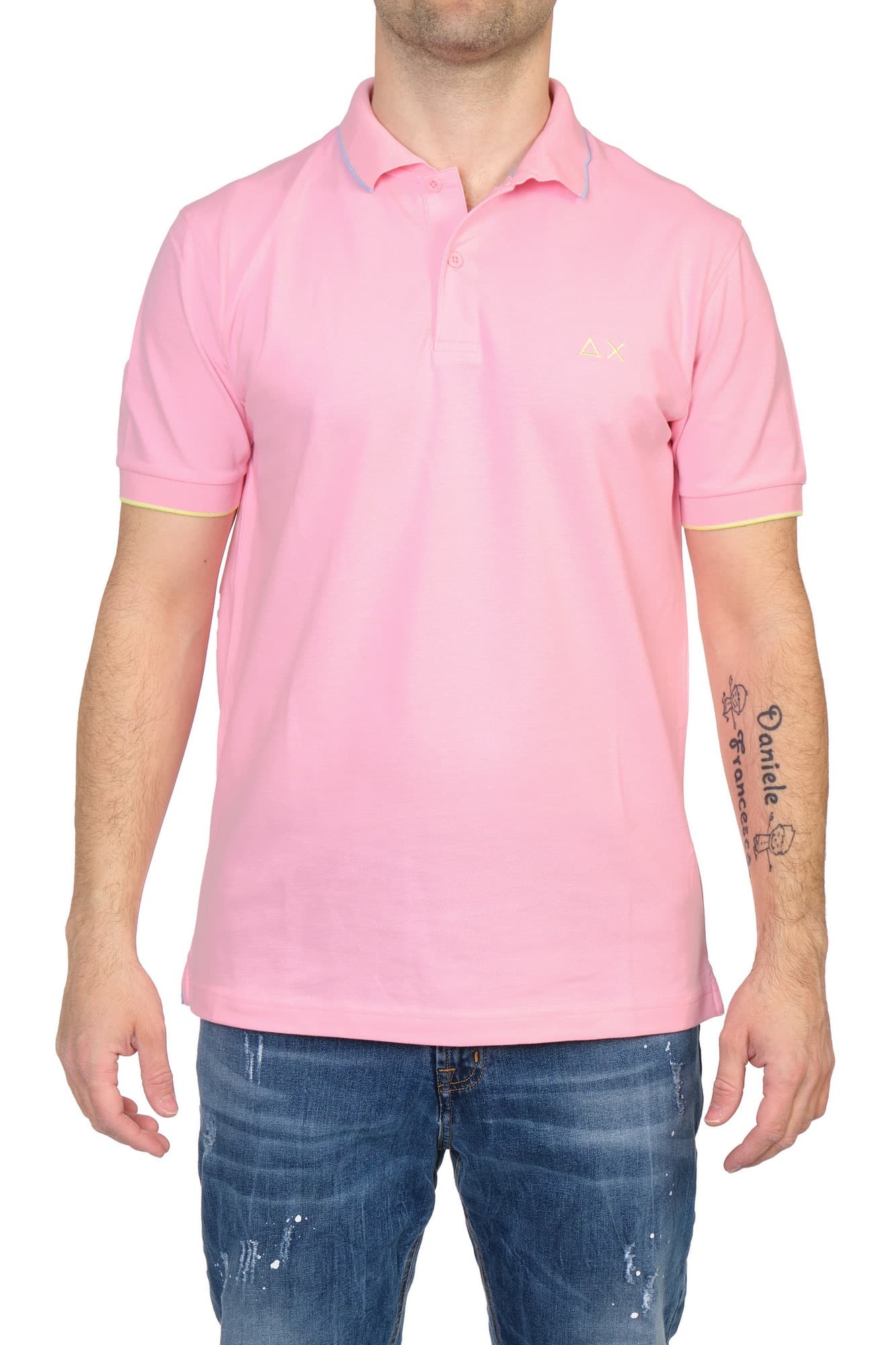 Sun68 - Small Stripe Polo Collo Bordino Piccolo Cel A32110/04 ROSA