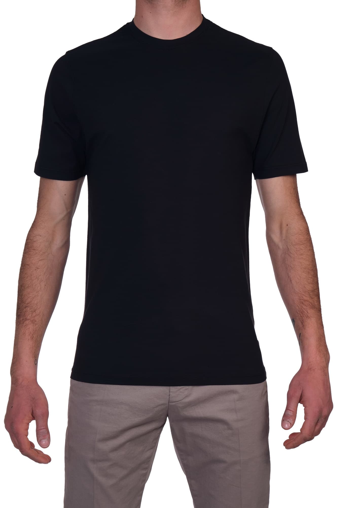Alpha Studio - Round Half sleeve Cotton Crepe AU6020C 3024 NERO