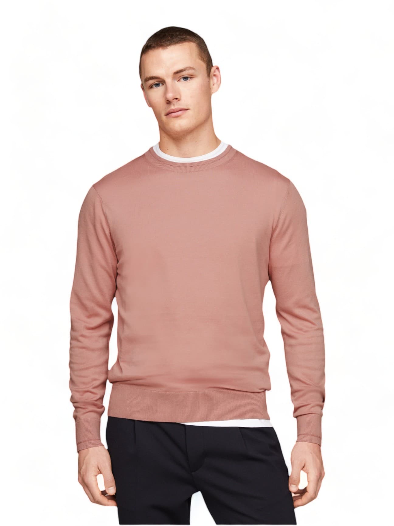 Tommy Hilfiger - Round neck Cotton and Lyocell With Flag Ricamata Powder MW0MW33524 TQY ROSA