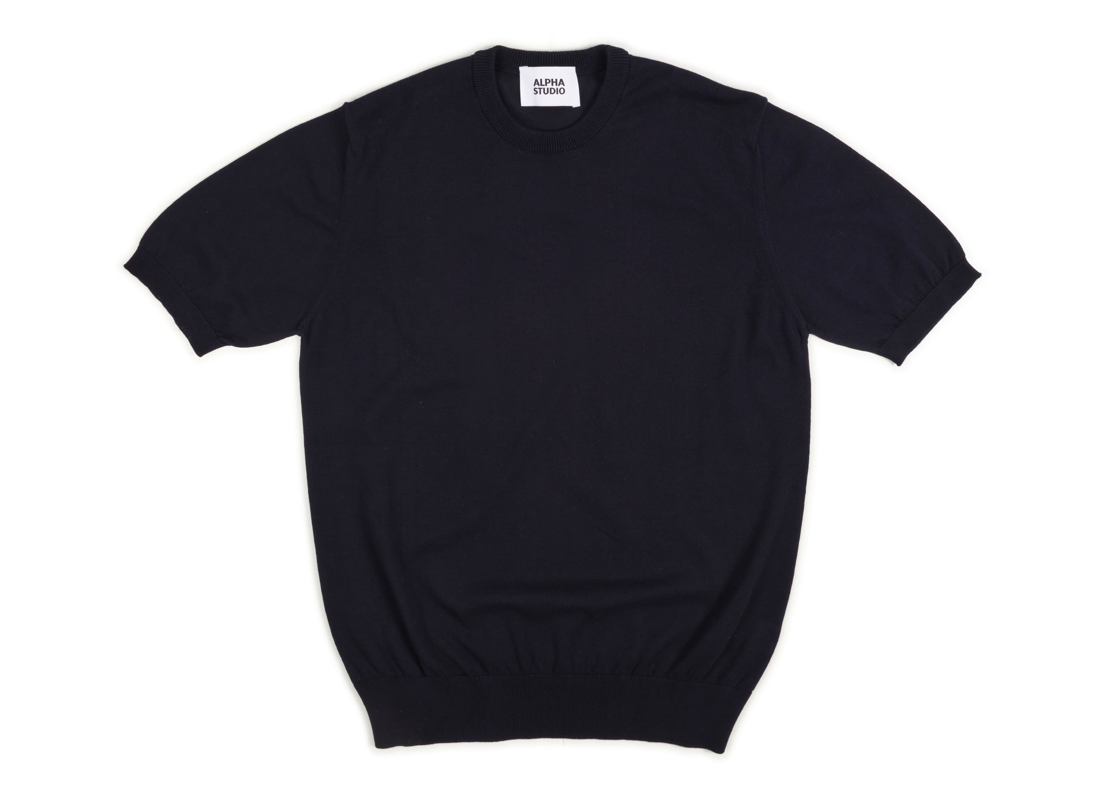 Alpha Studio - Round neck M/m Cotton Crepe AU-502OC 1043 BLUE