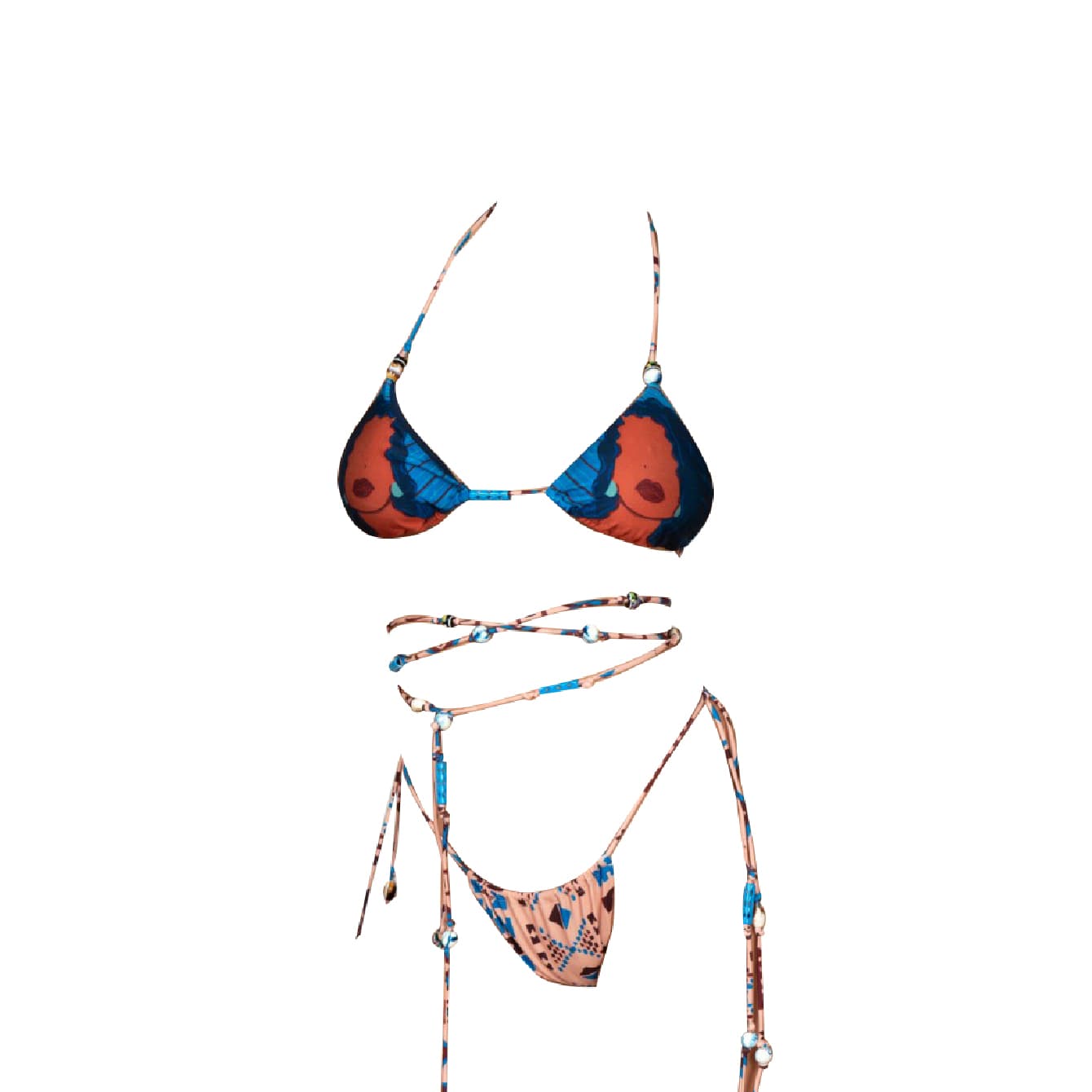 Me Fui - Bikini Triangle Blue/brown M22-0200X1