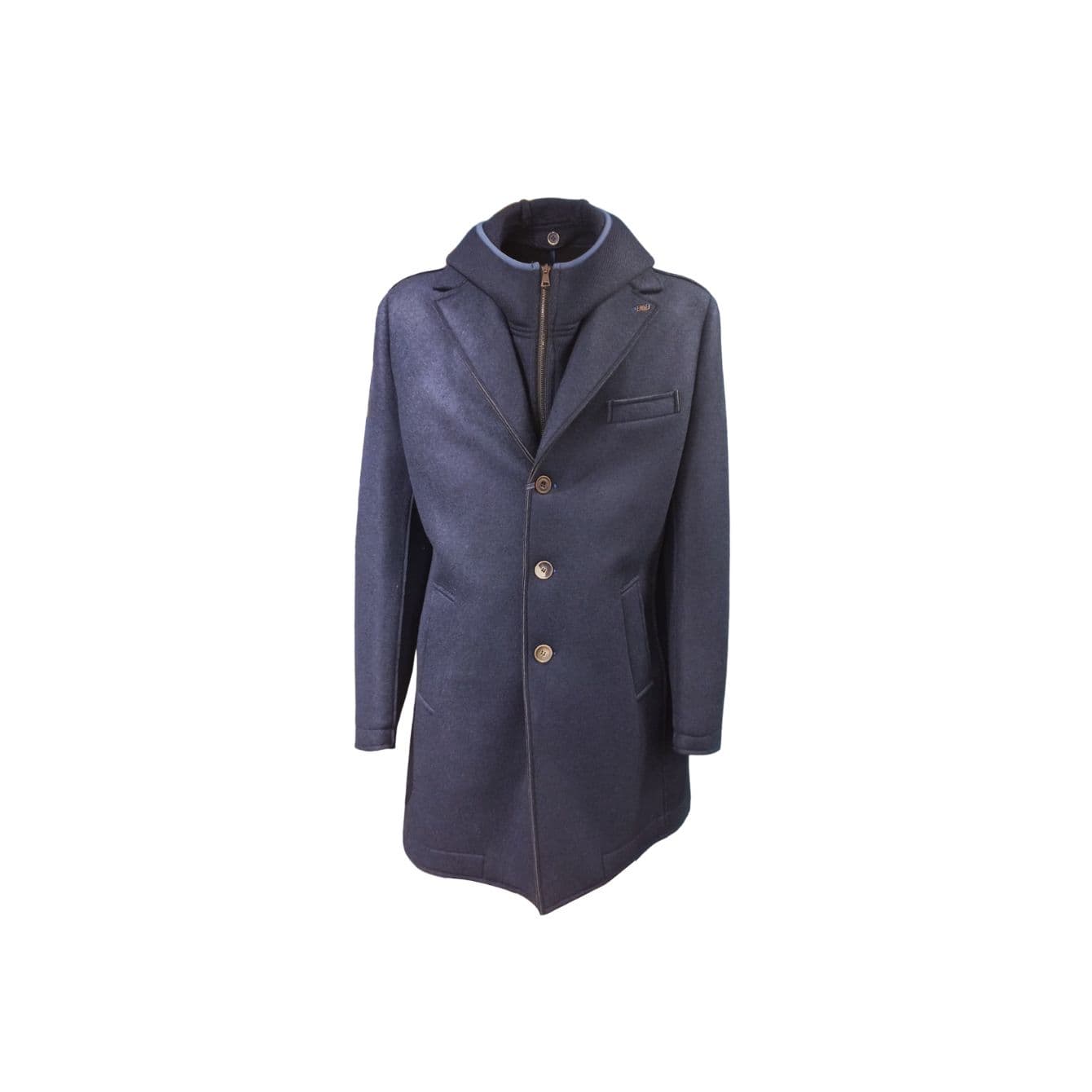 Bob - Single-breasted coat with grey hood A24andy164