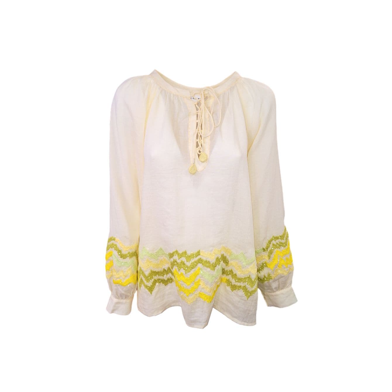 Skills & Genes - Blusa Cream With Embroidery W274B01