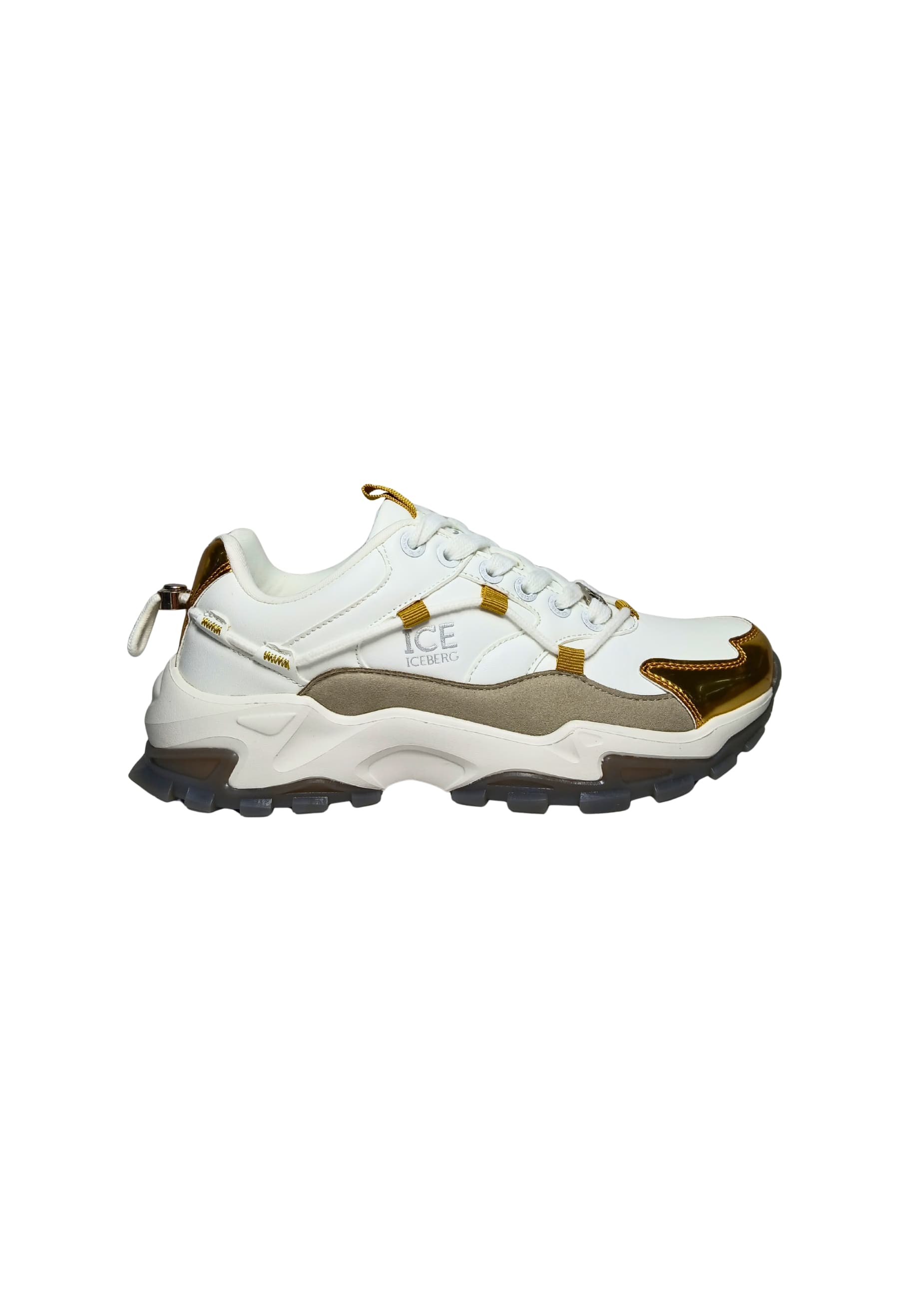 Shoes Adult unisex Iceberg Sports sneakers. Leather upper, suede inserts. Gold details.
