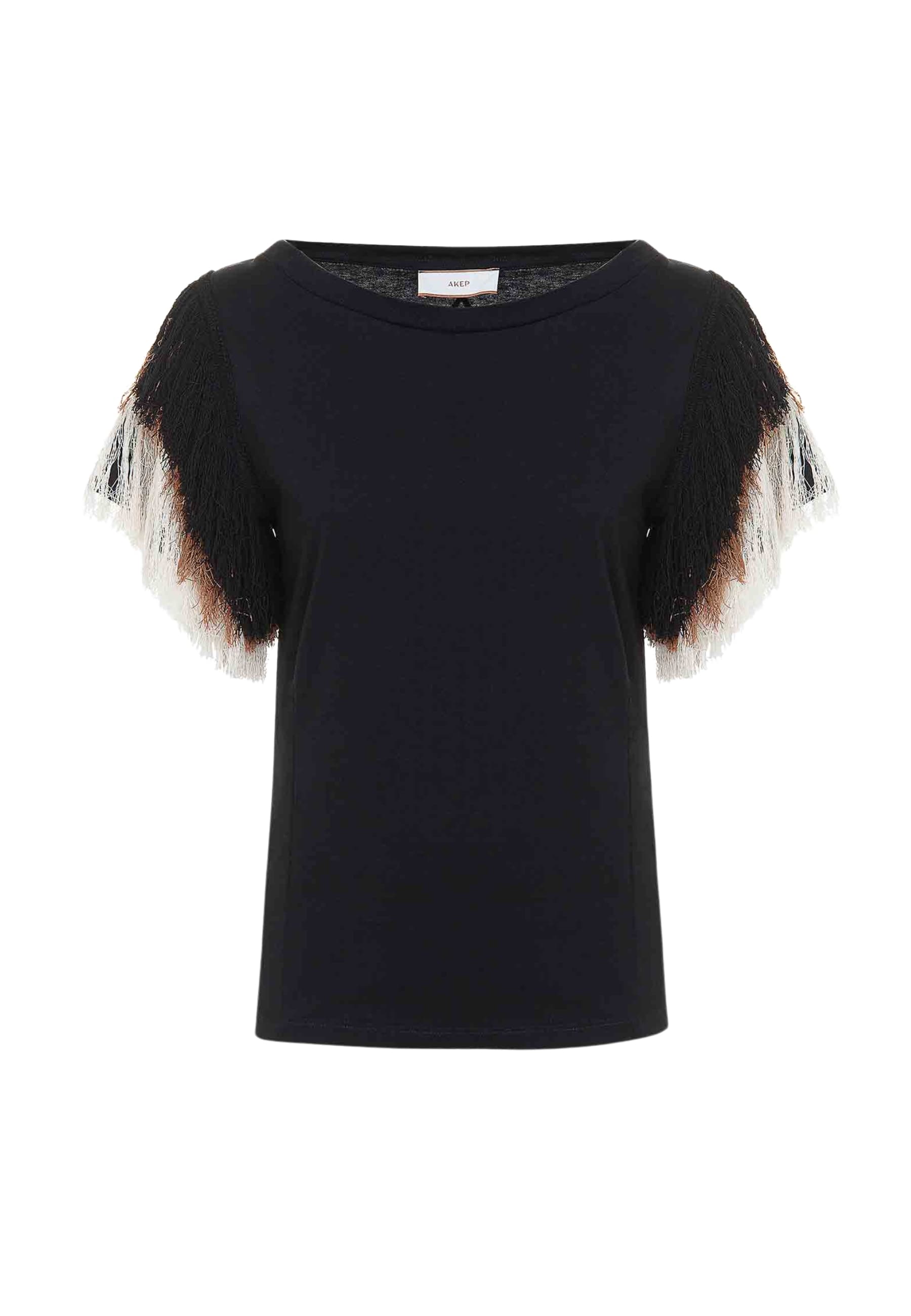 T-shirt with fringe Woman Akep on the sleeves