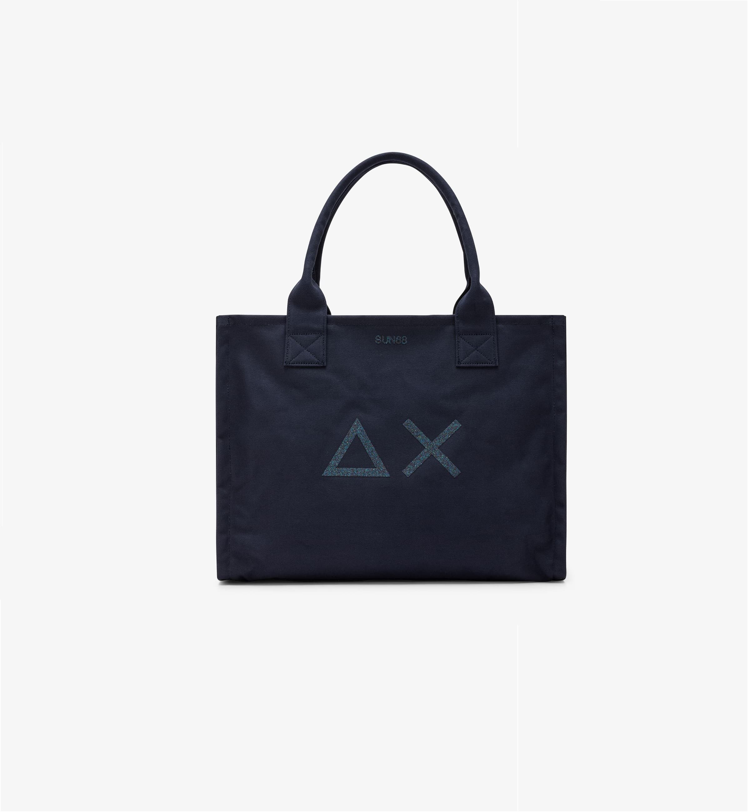 Shopping bag Woman Sun68 Large Cali in Navy Blue Cotton Canvas