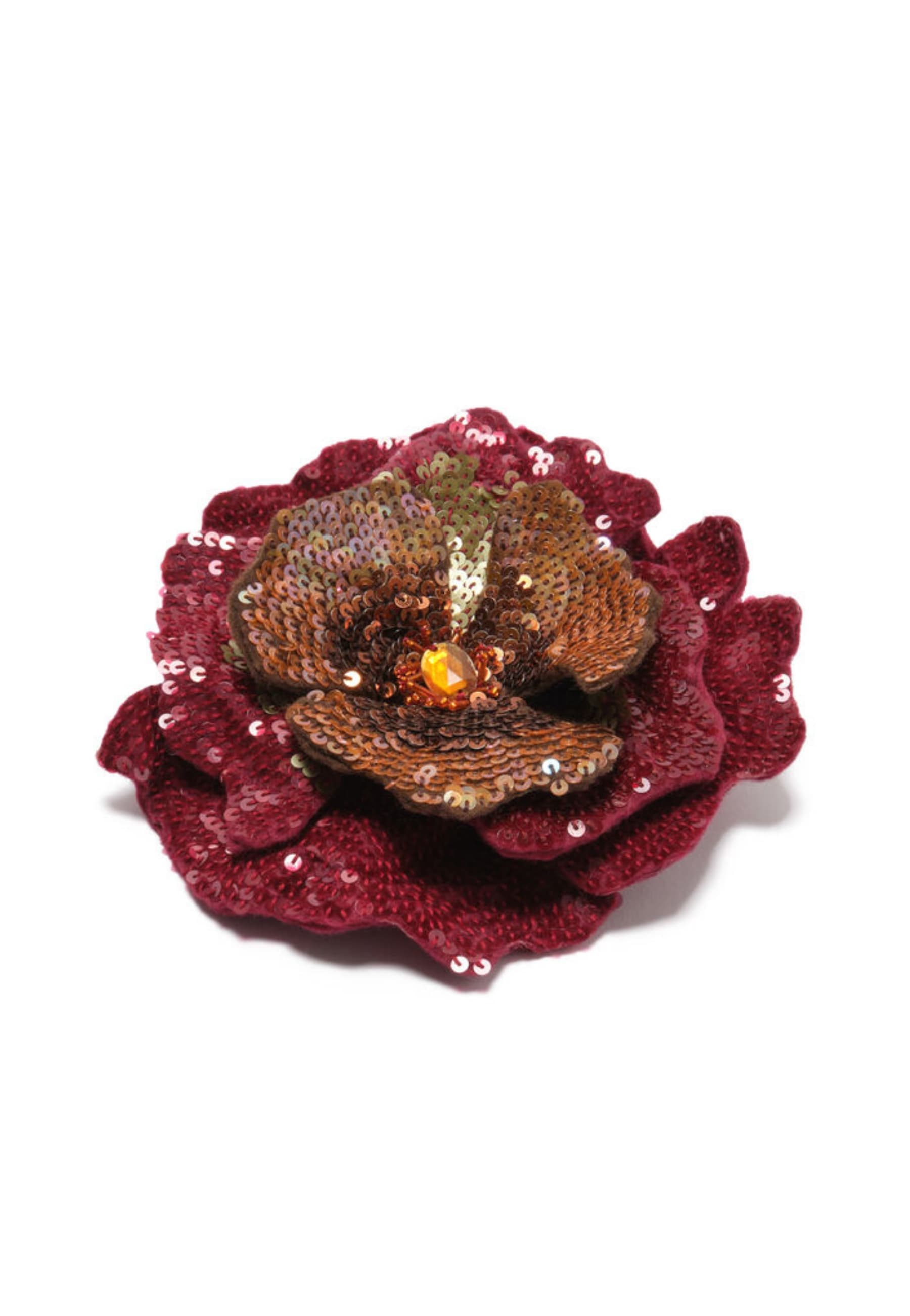brooch radiant flora Maliparmi amber-red