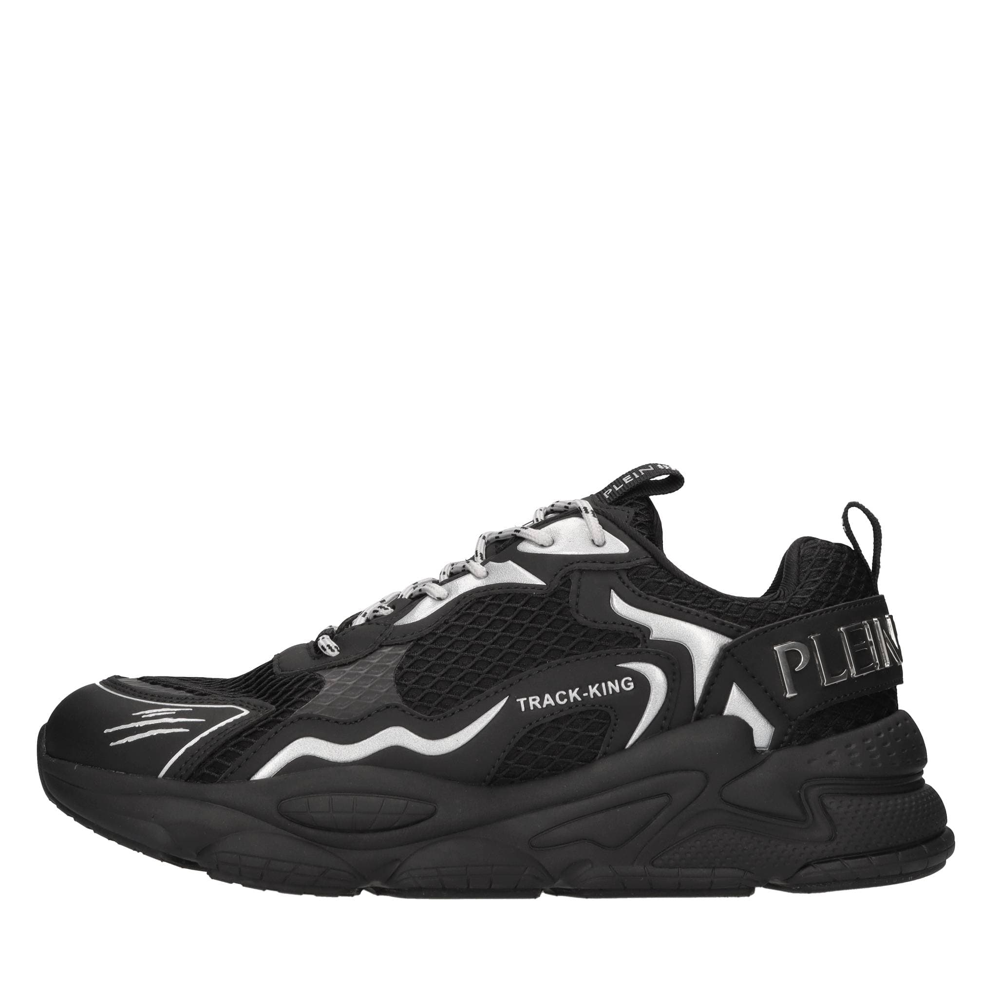 Faux leather and fabric sneakers — Black