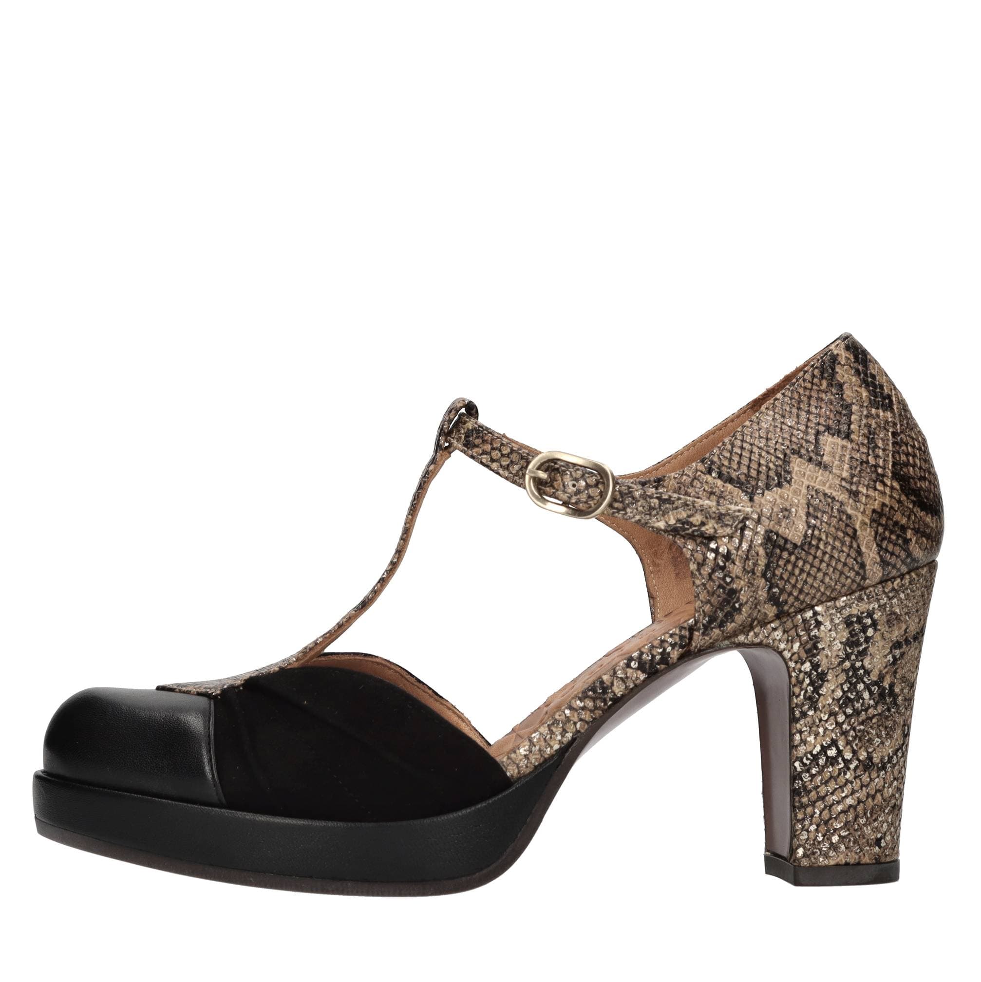 Suede and python-print leather pumps — Multicolour