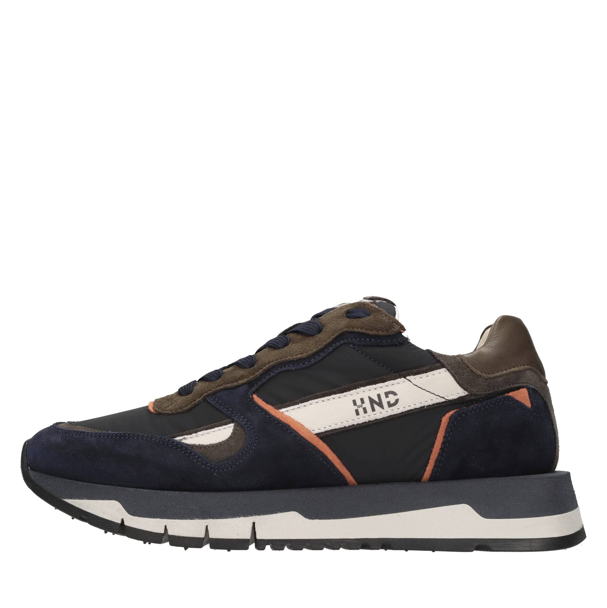 Sneakers made of leather, suede, and fabric