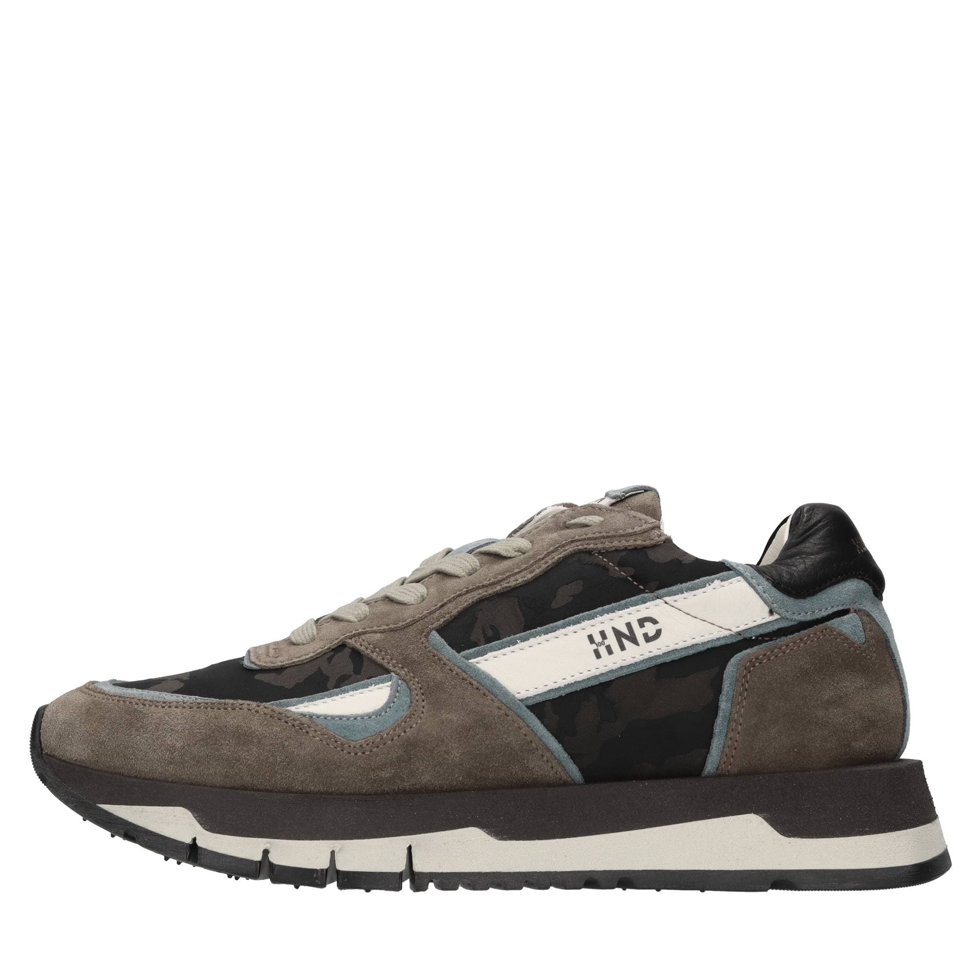 Sneakers made of leather, suede, and fabric