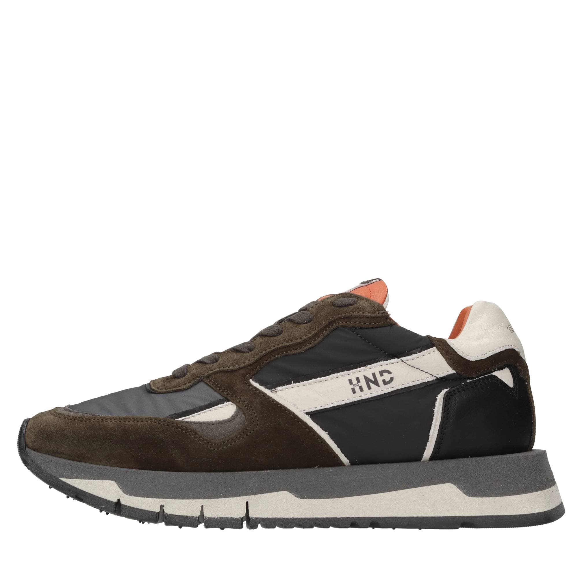 Sneakers made of leather, suede, and fabric