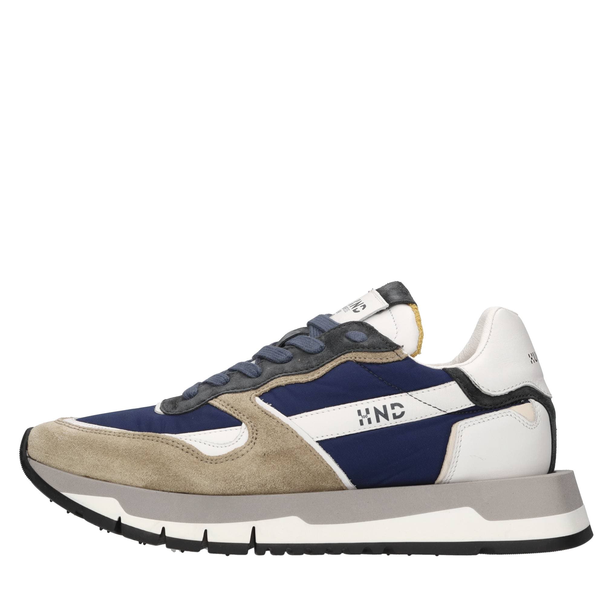 Sneakers made of leather, suede, and fabric