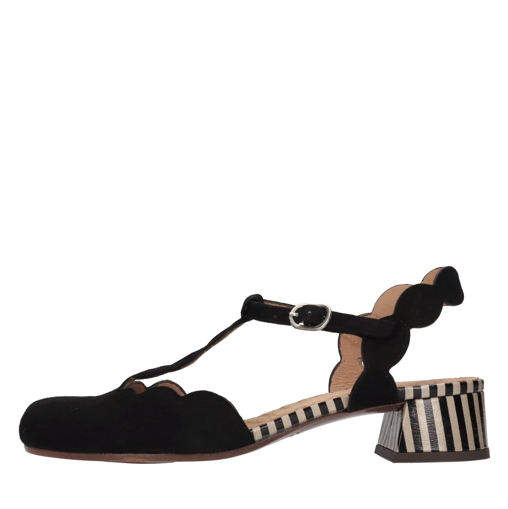 Suede and leather pumps — Black