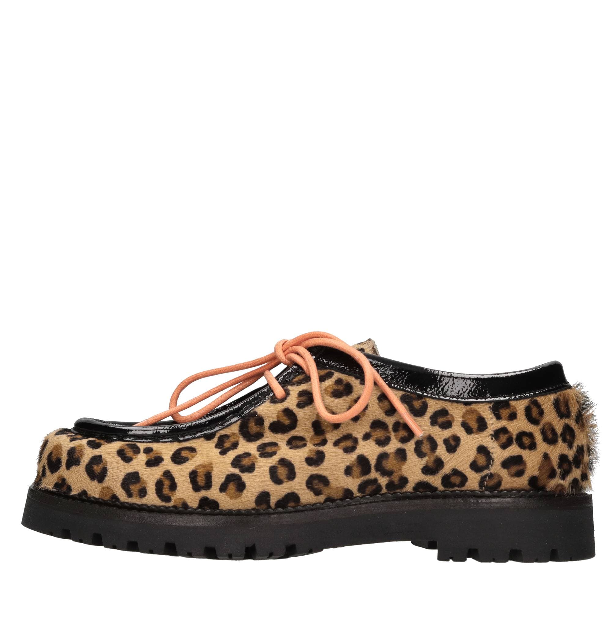 Pony skin lace-ups with naplak trim