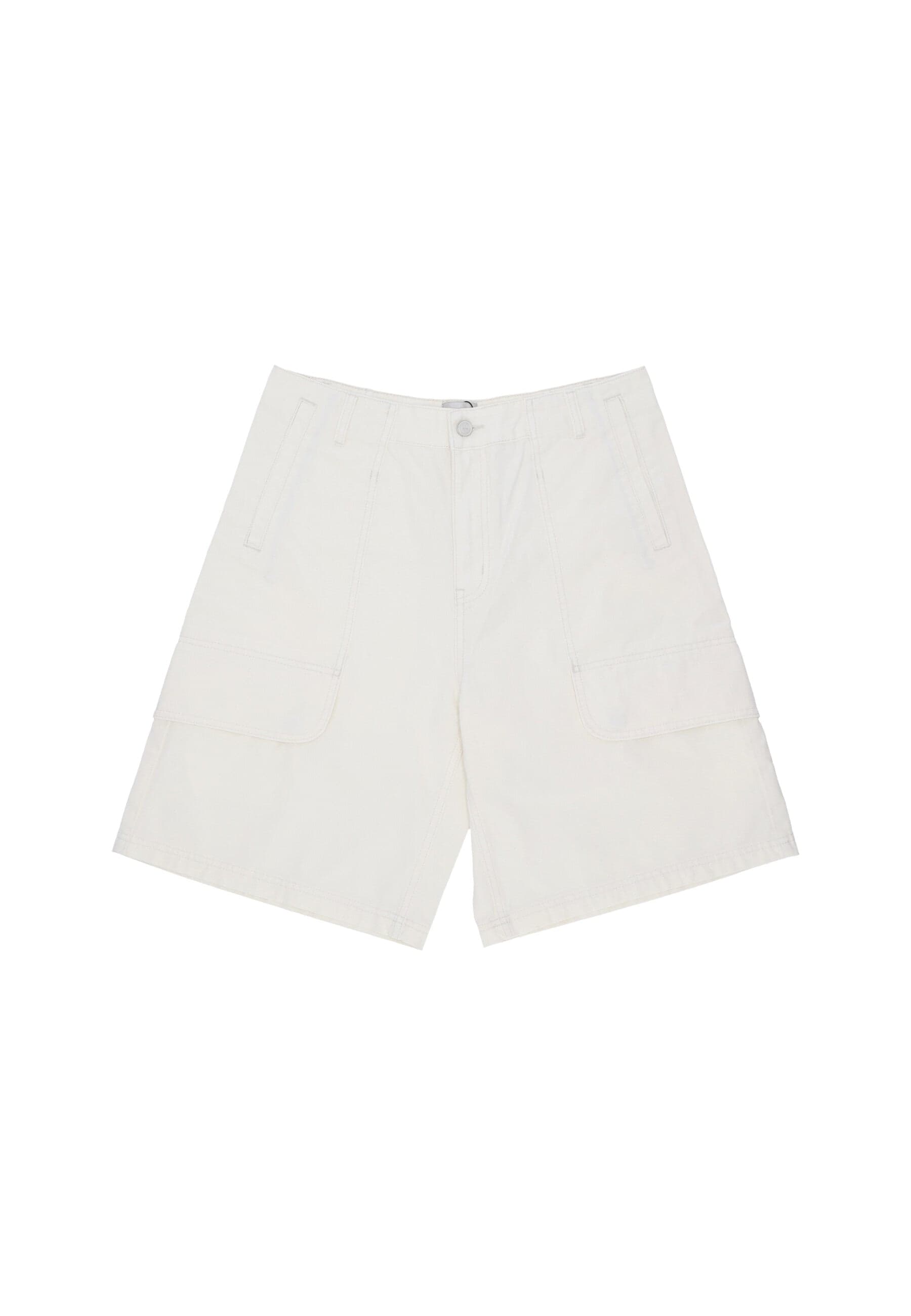 Trousers Corto Uomo Canvas Cargo Shorts Cream