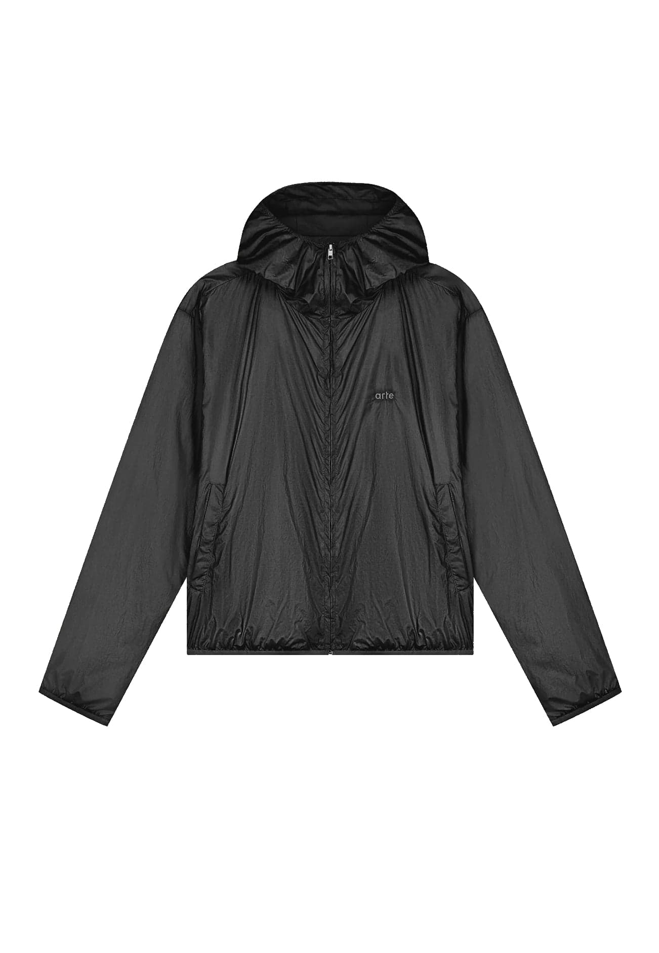 Men's Wind Jacket Shiny Nylon Jacket Black