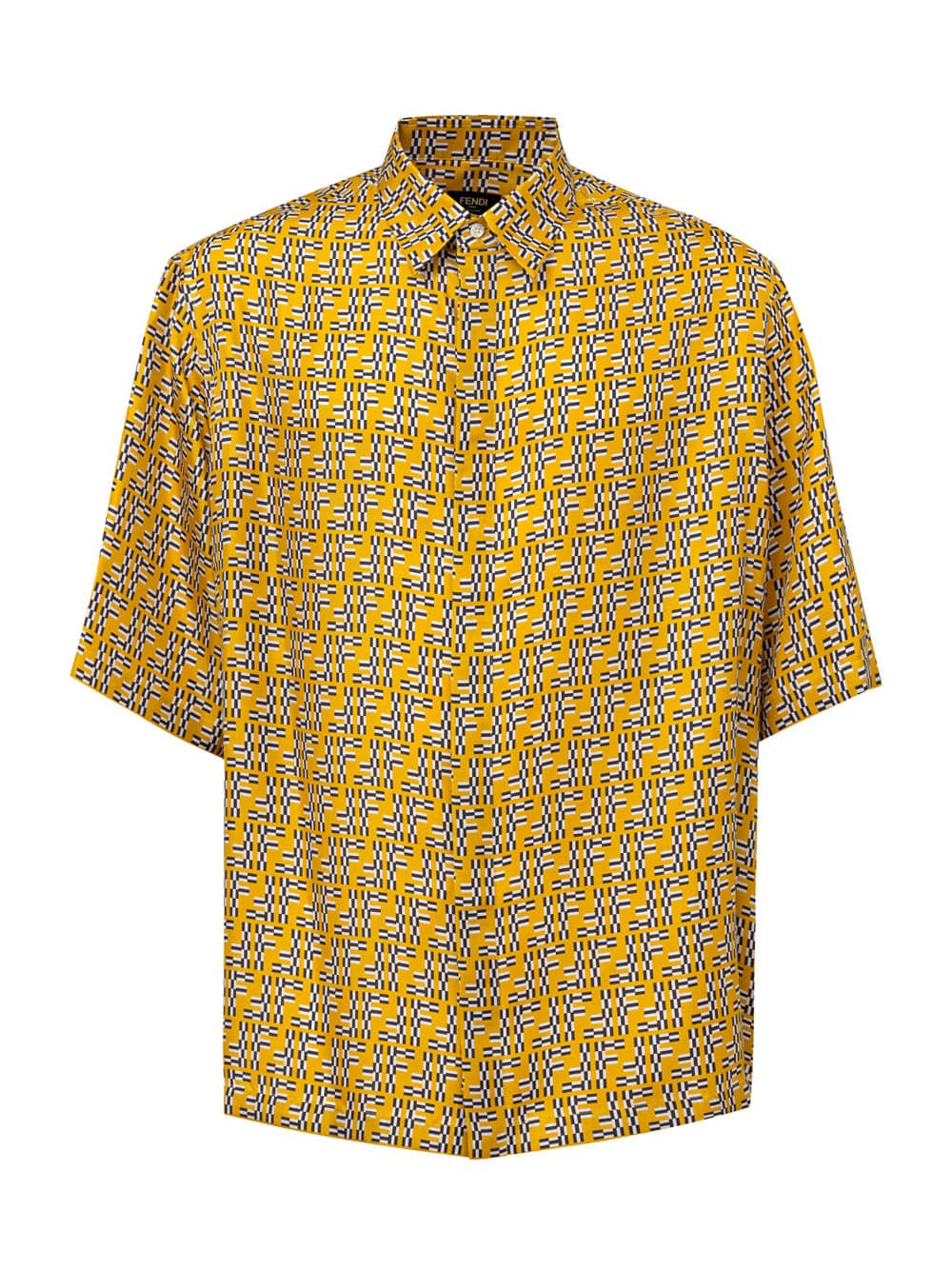 Shirt in Yellow Silk Hita with Labyrinth print Fendi