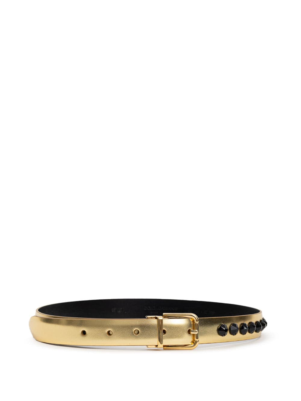 Gold Leather Belt with Black Crystals Dolce & Gabbana