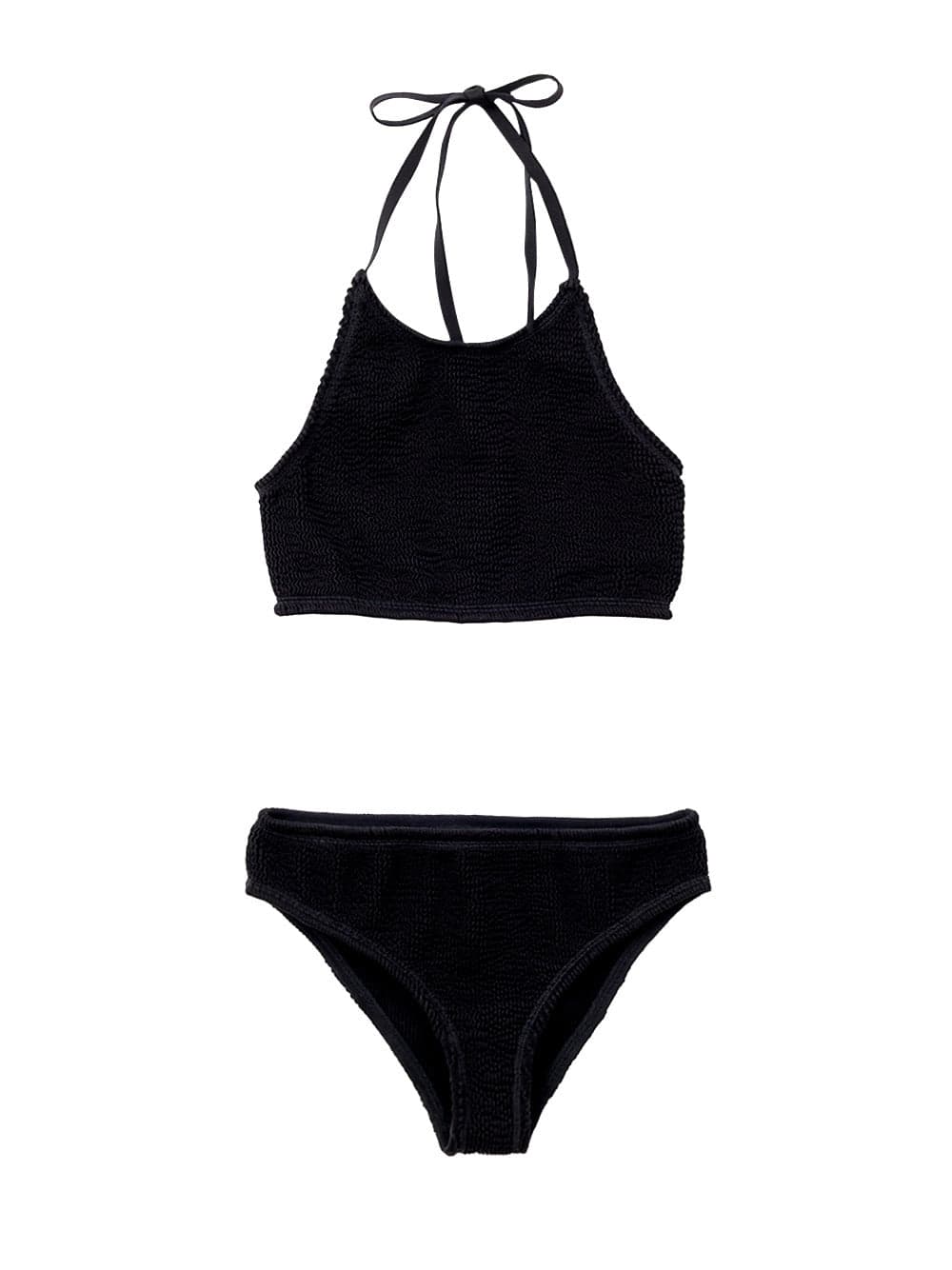 Two Piece Costume in Black Machining Mille Pieghe Bottega Veneta