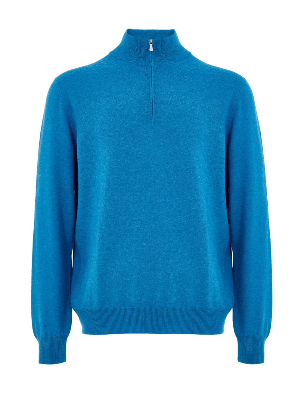 Lightweight sweater with Half Zip in Blue Wool Gran Sasso