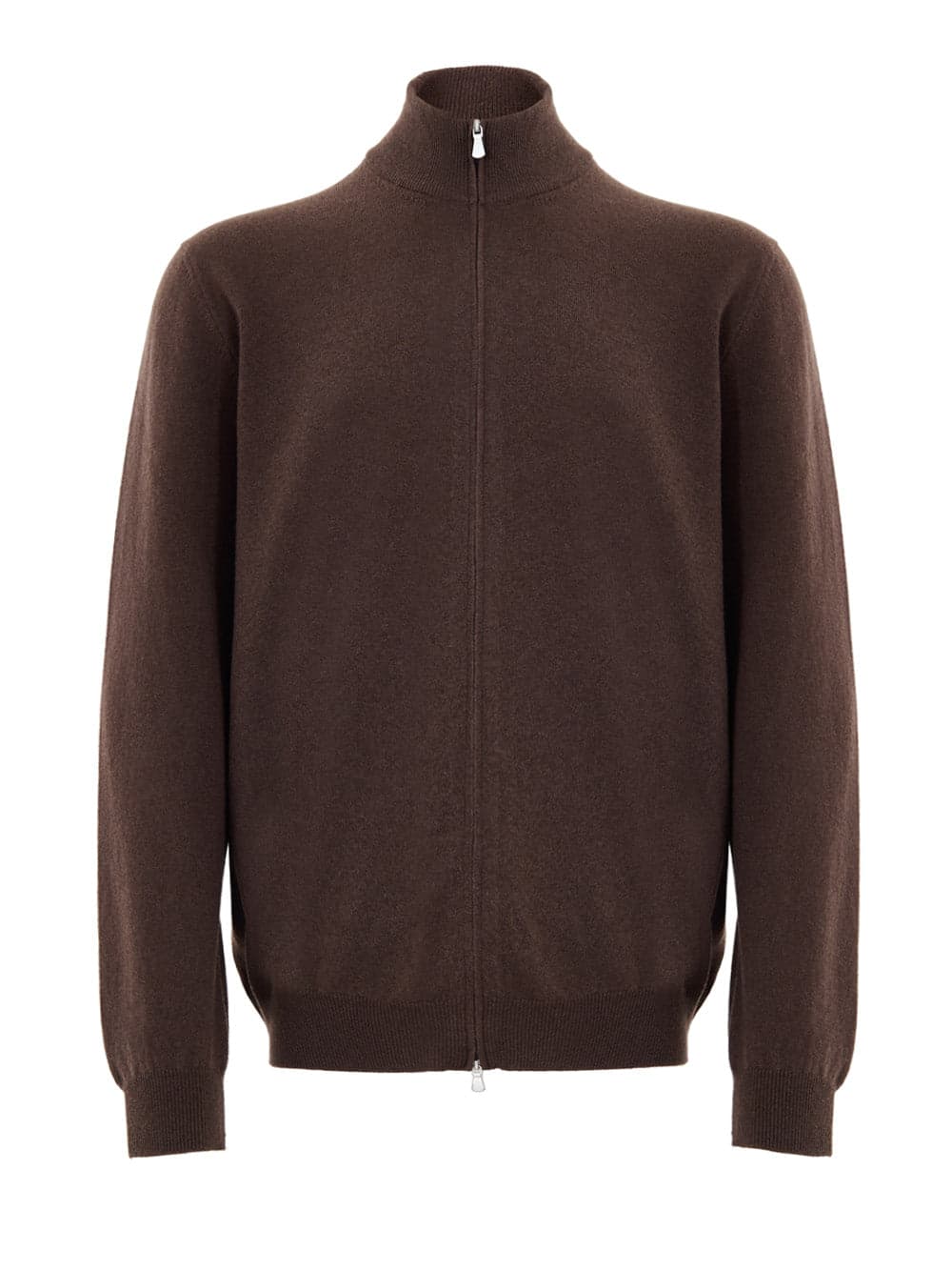 Cardigan sweater in Brown Wool with Zip Gran Sasso