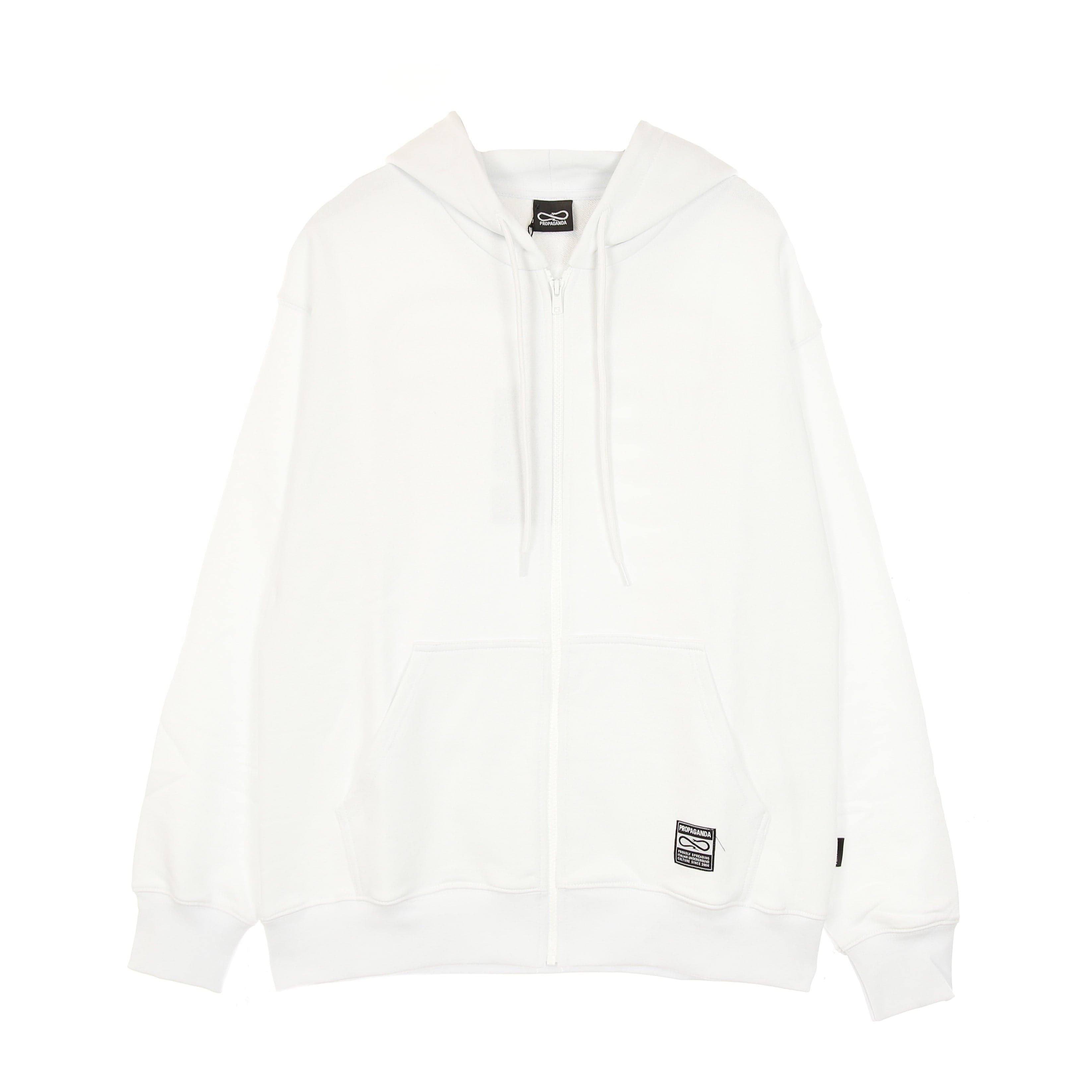 Men's Lightweight Hooded Zip Sweatshirt Ribs Gradient Zip Hoodie White